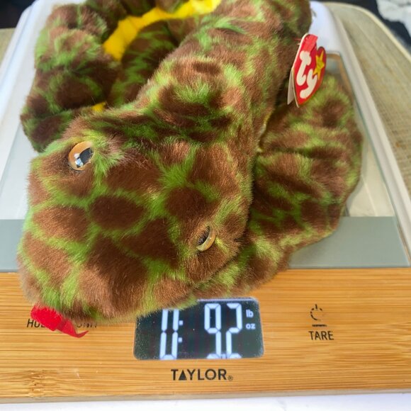 Ty Beanie Buddy Slither Snake Plush Toy 1999 Green & Brown Camo Stuffed Animal - Picture 10 of 11